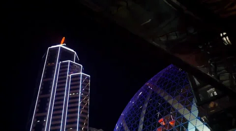 Tilt down shot of building light Macau at night. Stock Footage 35581402