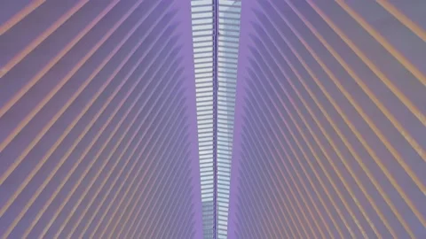 Tilt down shot of the interior of the WTC of NYC in midtown Manhattan Stock Footage 146044775