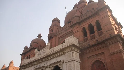 Tilt Down Shot of Outer Walls of Lahore Museum Stock Footage 86605594