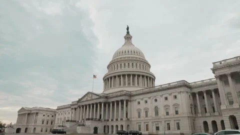 Tilt down shot of US Capitol Building in Washington, DC Stock Footage 245752187
