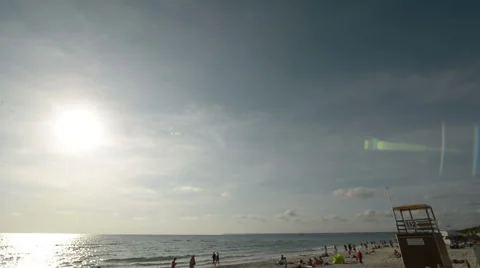 TILT down from sky to Spanish Beach Stock Footage 58814504
