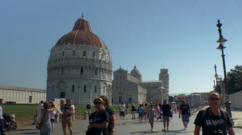 Tilt down on the Square of miracles at Pisa, Italy. Stock Footage 54661740