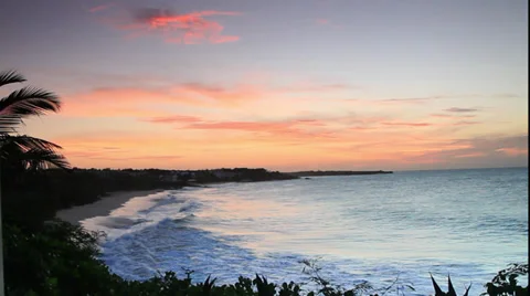 Tilt down Sunset on Beach Stock Footage 34807439