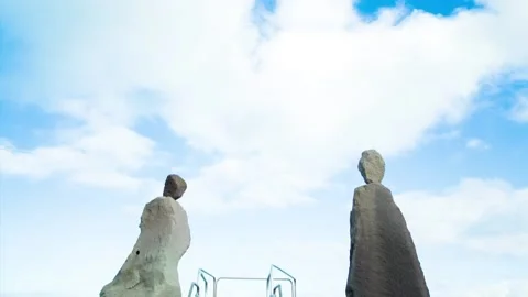 Tilt down time lapse on rock structure off coast of Iceland Stock Footage 160807970