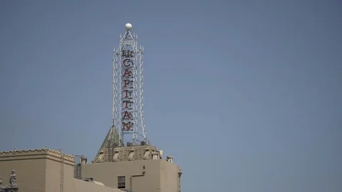 Tilt down view of El Capitan Theatre Stock Footage 87078423