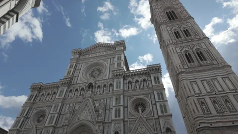 Tilt-down view of Florence Cathedral and Giotto’s Bell Tower Stock Footage 310656399