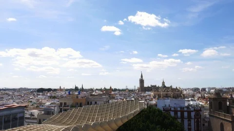 Tilt down view from the top of the Space Metropol Parasol, Setas de Sevilla Stock Footage 116242879