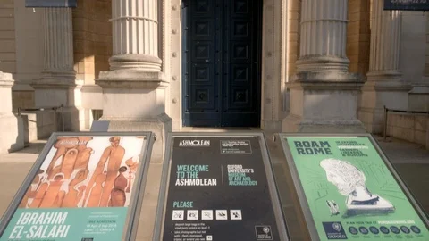 Tilt up the facade of Ashmolean Museum Oxford Stock Footage 97433836