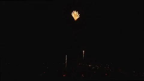 Tilt up with fireworks center Stock Footage 90256457