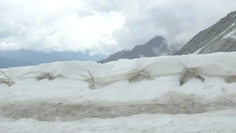 Tilt of a glacier protection Stock Footage 194839429