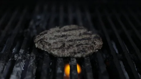 TILT of Grilling Burger Stock Footage 128463749