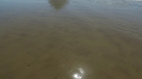 Tilt up on Haystack Rock with waves coming in Stock Footage 92455745