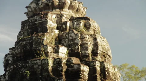 Tilt Head Bayon Temple Stock Footage 42477564