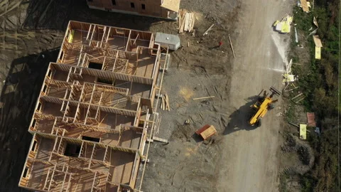 Tilt up homes under construction in new build subdivision Stock Footage 168250198