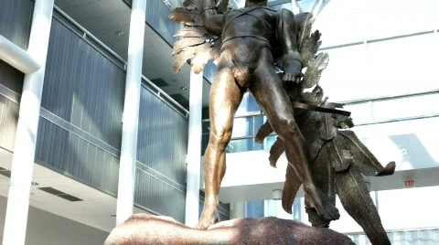 Tilt of Icarus Statue at Museum Stock Footage 624323