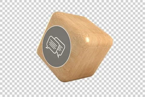 Tilt image of speech bubble symbol on composite cube Stock Photos