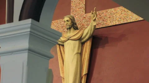 Tilt up of Jesus On the Cross Stock Footage 45937335
