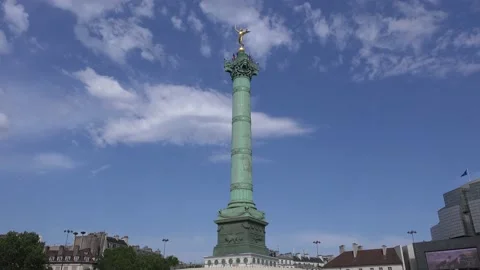 Tilt up of the July Column, Place de la Bastille, Paris, France Stock Footage 207848834