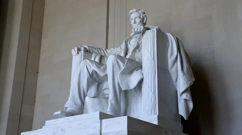 Tilt on Lincoln Statue in Lincoln Memorial, Washington DC Stock Footage