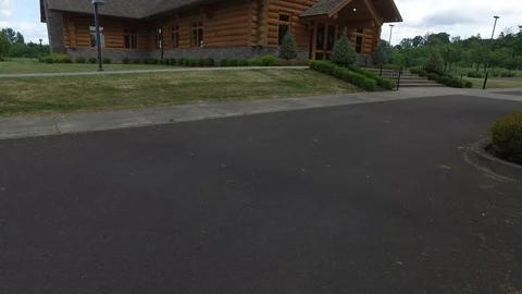 Tilt up on log cabin chapel Stock Footage 92455738