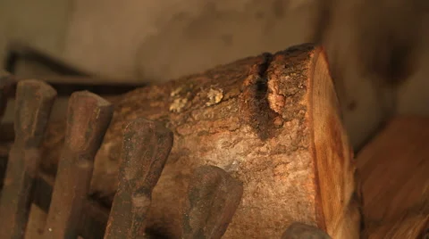 Tilt up on modern fire place Stock Footage 47524065