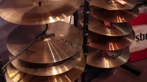 Tilt up multiple cymbals Stock Footage 56036460