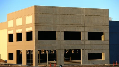 TILT UP NEW WAREHOUSE CONSTRUCTION Stock Footage 96561378