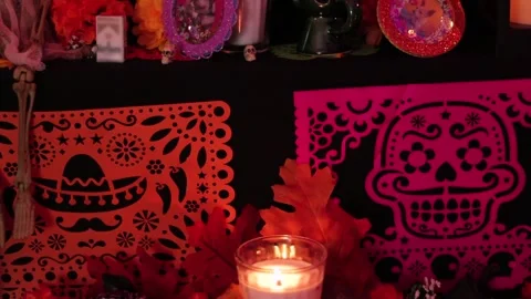Tilt of a offering. Day of the Dead- Stock Footage 170514445