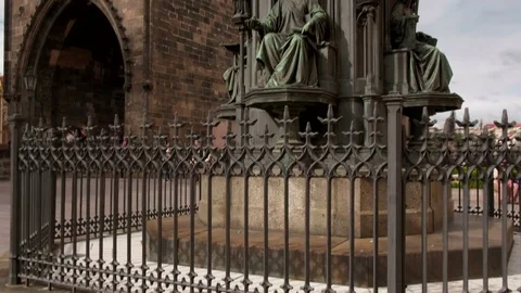 Tilt up to Old Town Bridge Tower Prague Stock Footage 80901815