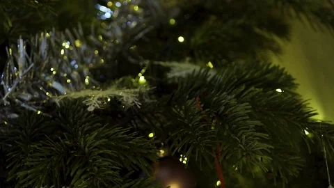 Tilt over to Christmas tree decoration with bokeh Stock Footage 82915367