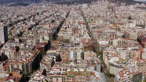 Tilt over the rooftops of barcelona Stock Footage 230892222