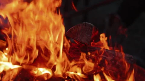 Tilt Pan Up of Fire Video stock 278136544