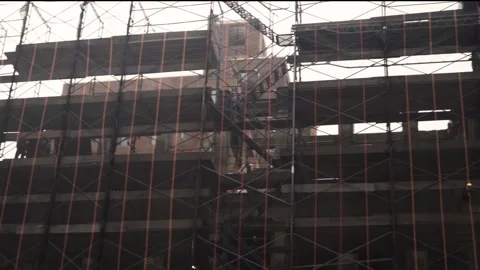 Tilt up Pan right Construction Manhattan New York City 4k Stock Footage 255754532