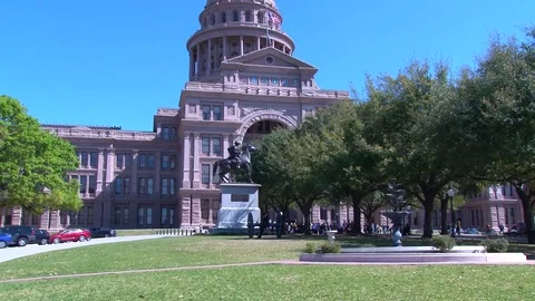 Tilt up/Pan of Texas State Capital Building Stock Footage