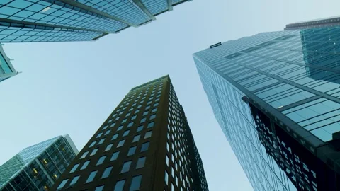 Tilt Up Rotating View of Downtown Toronto Skyscrapers and Glass Office Towers Stock Footage 328370792