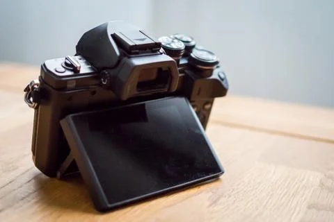 Tilt screen of a mirrorless camera Stock Photos