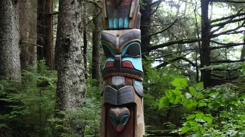 Tilt, Second Twin, totem pole, sitka national historical park, sitka, alaska Stock Footage 41211540