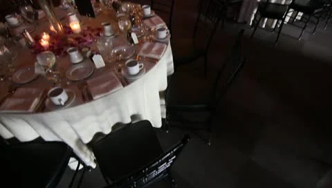 Tilt up set up ballroom Stock Footage 11144839