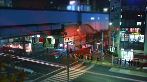 Tilt-shift aerial time-lapse shot of Tokyo's busy city roads. 動画素材 11218978