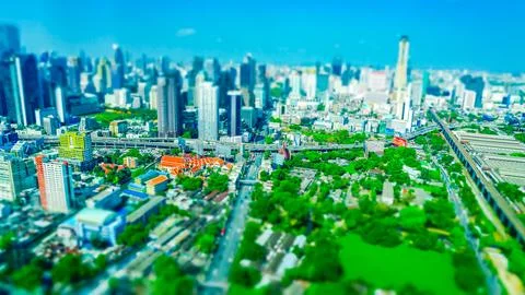 Tilt-shift Bangkok cityscape Фото