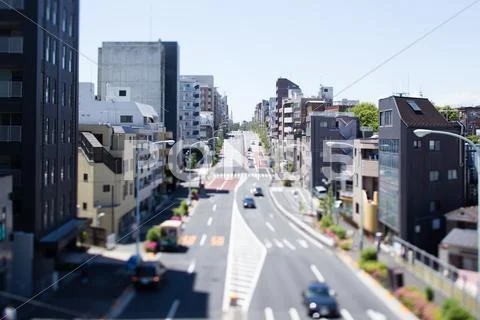 Tilt-shift bird's eye view of Tokyo, Tokyo, Japan Stock Photos