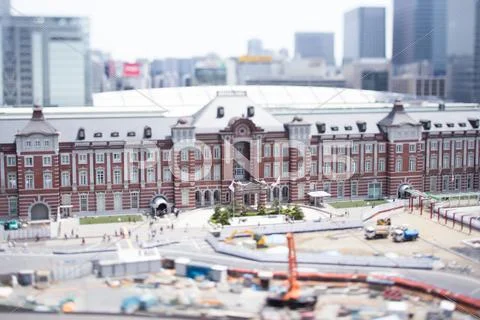 Tilt-shift bird's eye view of Tokyo Station, Tokyo, Japan Stock Photos