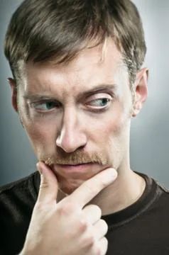 Tilt shift caucasian mustache man portrait Stock Photos