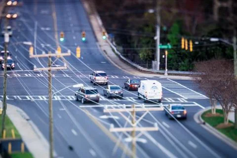 Tilt shift city intersection 스톡 사진