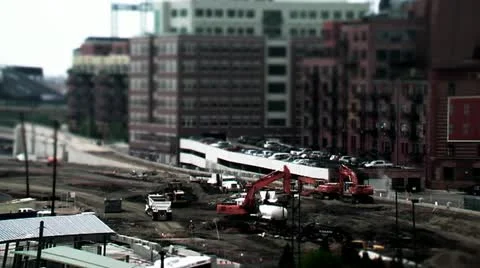 Tilt-shift Construction Site Video stock 15522514