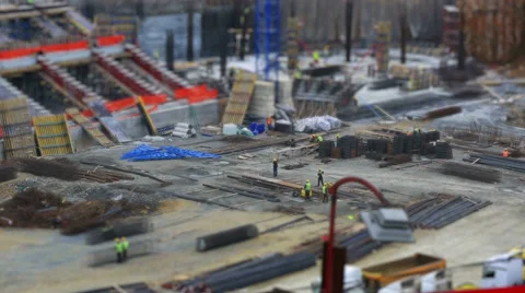 Tilt shift construction zone, tracking shot Video stock 37016612