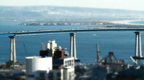 Tilt Shift Effect Downtown San Diego: Coronado Bridge Видео 10683441