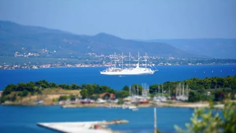 Tilt Shift Effect on Luxury Cruise ship Stock Footage 113485271
