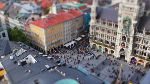 Tilt shift effect in munich 스톡 동영상 72443247