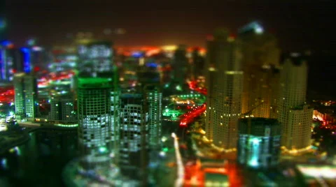 Tilt-Shift effect Night shot Dubai Vídeo Stock 375331